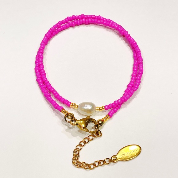 Handmade natural fresh water Pearl and pink glass seed beads necklace - Picture 2 of 4